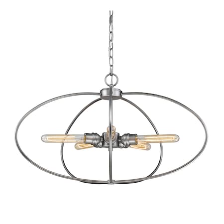 Persis 5 Light Pendant, Old Silver